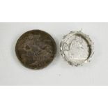 A silver seated half dollar 1870 and a silver 1898 Crown.
