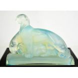 A Sabino Art glass opalescent panther group. 15.5cms tall