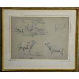 A 19th century sketch, after Eugene Verboeckhoven, sheep and cattle, unsigned, 21 by 26cm.