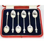 A set of six silver coffee spoons by James Dixon, Sheffield 1915, in original presentation box, 1.