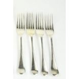 Four silver side forks, Sheffield 1909, 6.35toz.