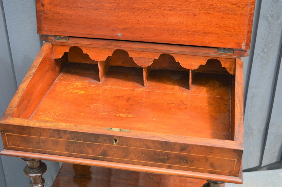 A Victorian mahogany davenport with correspondence compartment over sloped front and two shaped - Image 4 of 4