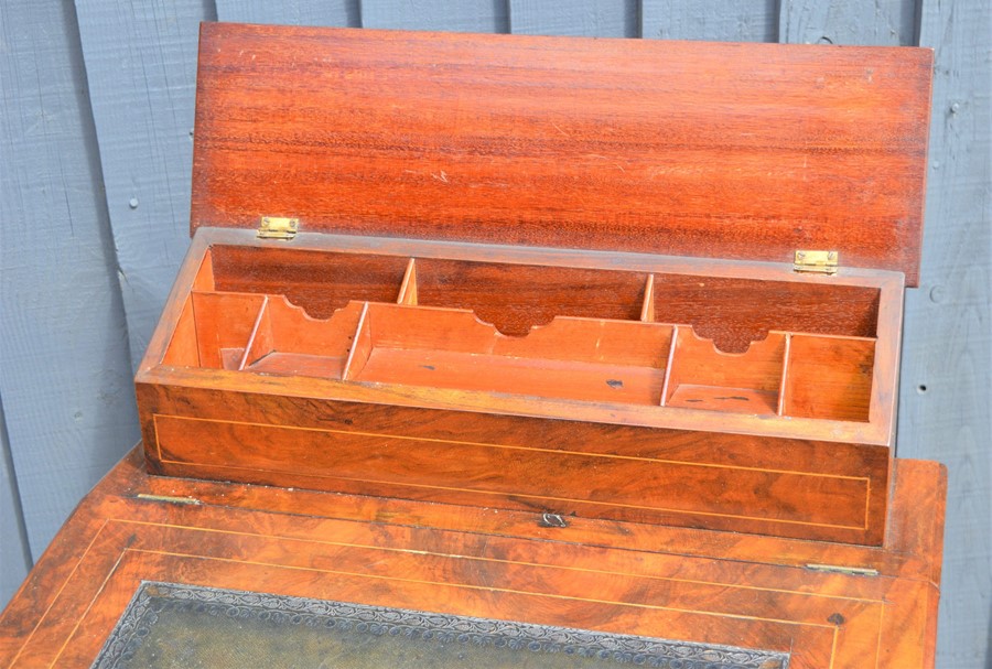 A Victorian mahogany davenport with correspondence compartment over sloped front and two shaped - Image 2 of 4