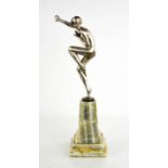 Josef Lorenzl (1892-1950): an Art Deco dancing lady, with gloss silver patination, signed to the