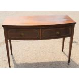 A Regency two drawer side table with inlaid decoration, 113cm by 56cm by 77cm high