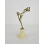Josef Lorenzl (1892-1950): Flute Player, Art Deco figurine circa 1930, matt silver patination,