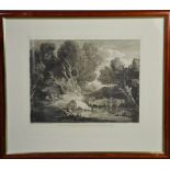 Thomas Gainsborough, woodland landscape, 20th century engraving, 28 by 33cm.