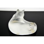 A Rene Lalique glass seated cat, 6cms tall