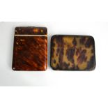 A 19th century tortoiseshell card case, together with a faux tortoiseshell example.