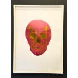 Damien Hirst, foil block print on white, limited edition 10/15, skull, signed by the artist in