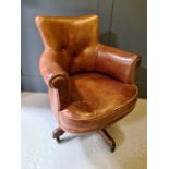 A Hillcrest leather swivel chair.