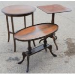 A group of three occasional tables to include an Edwardian oval example