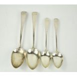 A pair of silver serving spoons, London 1813, and a pair of Scottish silver dessert spoons,