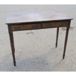 A Victorian two drawer mahogany side table, 85cm high by 105cm by 51cm