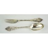 A silver knife and spoon, embossed with architectural style decoration, Sheffield 1862, Henry