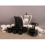 A mid-century Wedgwood and Barlaston part coffee service in black basalt