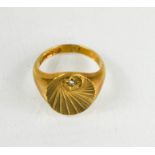 A 9ct gold and diamond signet ring, size S/T, 9.13g.
