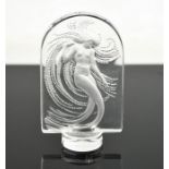 A Lalique Art Nouveau mermaid paperweight, signed to base Marie-Claude Lalique 10cms tall
