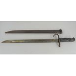 An early 20th century military bayonet and scabbard