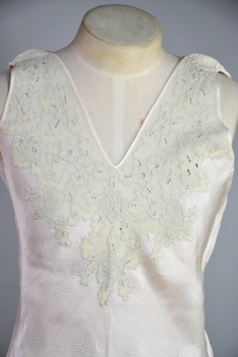 An early 20th century cream silk scarf, embroidered with decoration, and a fine silk full length - Image 5 of 5