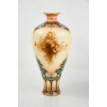 A Royal Worcester vase of baluster form, painted with flowers, by Hadley, circa 1900, 9.5ins high.