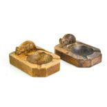 A pair of Robert Thompson 'Mouseman' ashtrays, both carved with signature mouse.