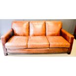 Ralph Lauren leather three seater settee.