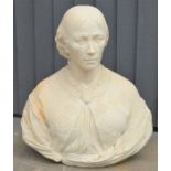 An early 19th century marble carved bust of a noble woman, 62cm high