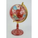 A semi precious gemstone globe with metal stand , 40cm high