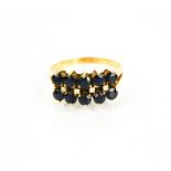 A 9ct gold and sapphire ring, size O/P, 4.3g.