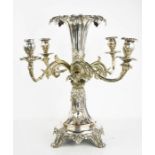 An impressive 19th century silver plated centrepiece with four scrollwork removable branches raising