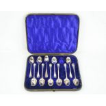 A set of eleven silver teaspoons, engraved with the letter J, London 1882, (one missing), 4toz.