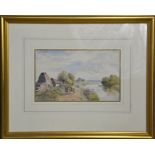 J. Hardwick Lewis, The Thames from Culham Lock below Oxford, watercolour, monogrammed, 14 by 22cm