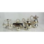 A group of silver plateware to include tureen, teaset, sauceboats and other items.