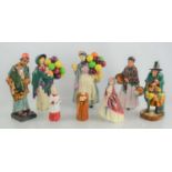 A group of Royal Doulton figurines to include "Biddy Pennyfarthing" HN1843, "The Orange Lady"