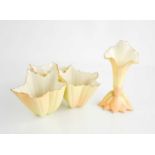 Locke & Co Worcester porcelain blush ivory bud vase and bowl of triple flower form, with gilded