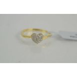 A 9ct gold heart form ring set with diamonds, limited edition ring of only 80 pieces, size P/Q, 2.