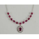 A ruby and white zircon sterling silver necklace, limited edition of only 100 pieces, 13.88g