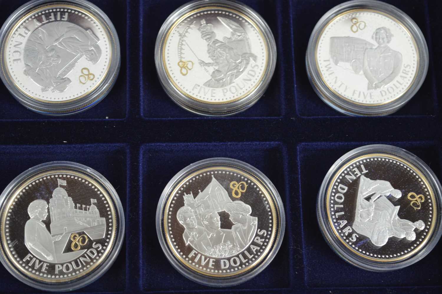 A collection of nineteen silver proof crown coins celebrating the eightieth birthday of Her - Image 3 of 5