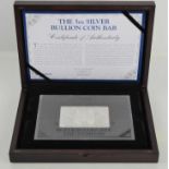A 2015 5oz silver bullion bar number 227 of 995 by Westminster mint