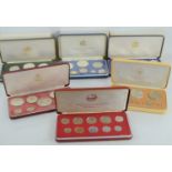 A group of proof coin sets to include first national coinage of Barbados, Jamaica proof set,