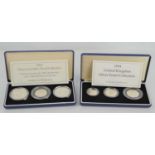 A 1994 Royal Mint three coin silver proof collection commemorating the 50th anniversary of the