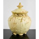 A Locke & Co Worcester blush ivory pot pourri vase, the foliate modelled body, with gilded