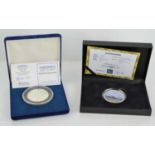 A 2013 Concorde 2oz silver Numisproof coin number 282 of 495 together with a 2oz silver coin