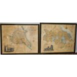 Two framed maps of North Riding of the County of York.60 by 75cm.