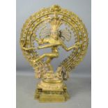 A large cast brass Hindu figure of Shiva Nataraja58cm by 41cm