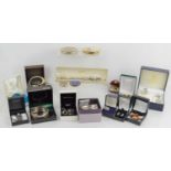 A group of vintage jewellery and watches to include a pair of 9ct white gold, sapphire and diamond