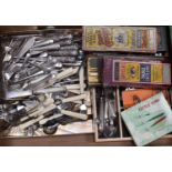 A quantity of vintage silver plate flatware, to include boxed and loose examples.