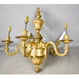 A French brass five branch chandlier. Please note this item is at our Stamford saleroom.