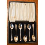 A set of silver teaspoons, 1.83toz in the original presentation box, Birmingham 1937